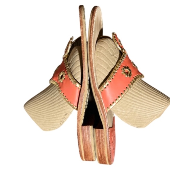 Orange and Metallic Gold Original Jacks Flat Sandals - Picture 7 of 8